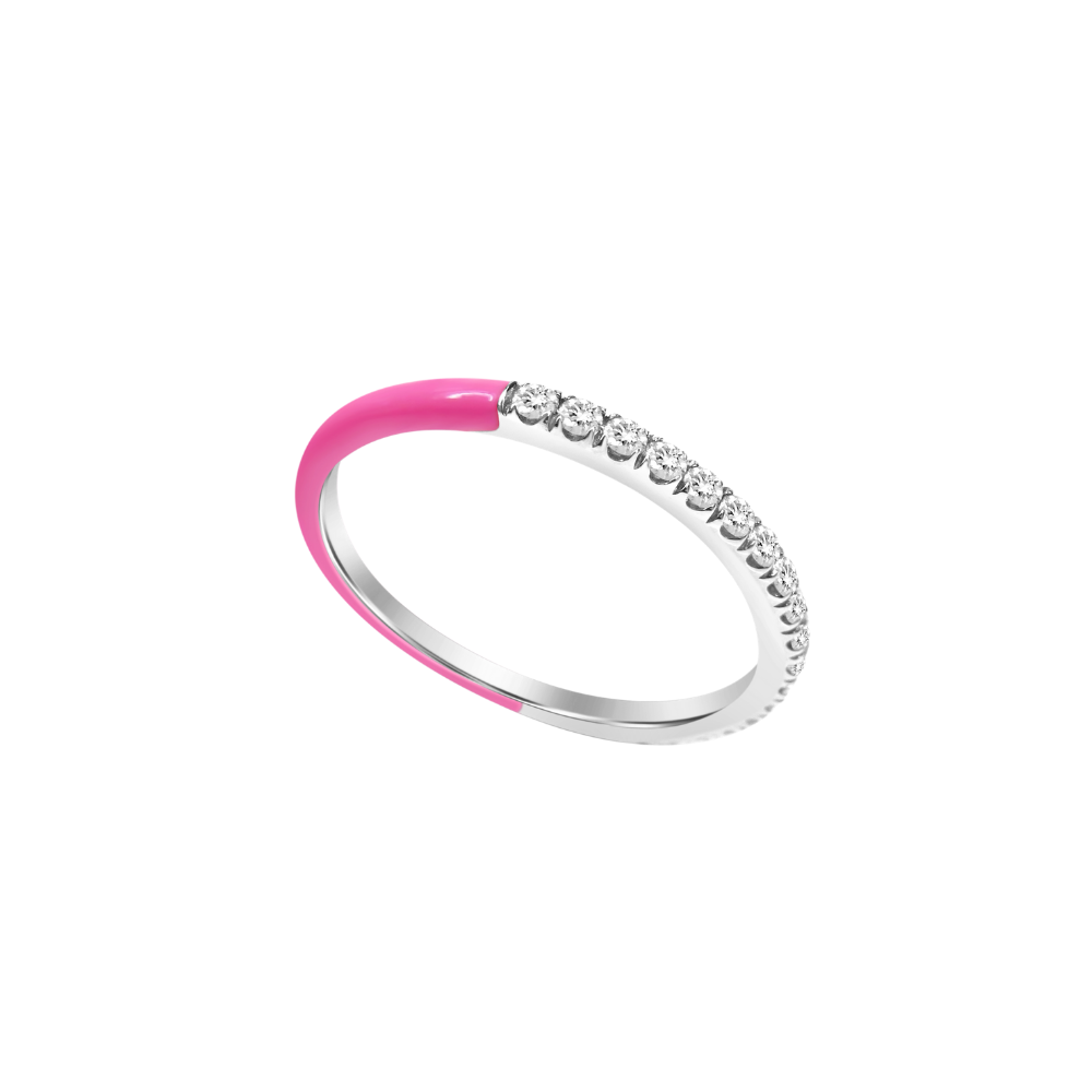 14K GOLD HALF ENAMEL HALF DIAMOND RING