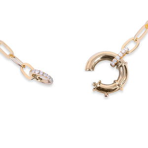 14K GOLD CHAIN NECKLACE WITH DIAMOND SPRING CLASP