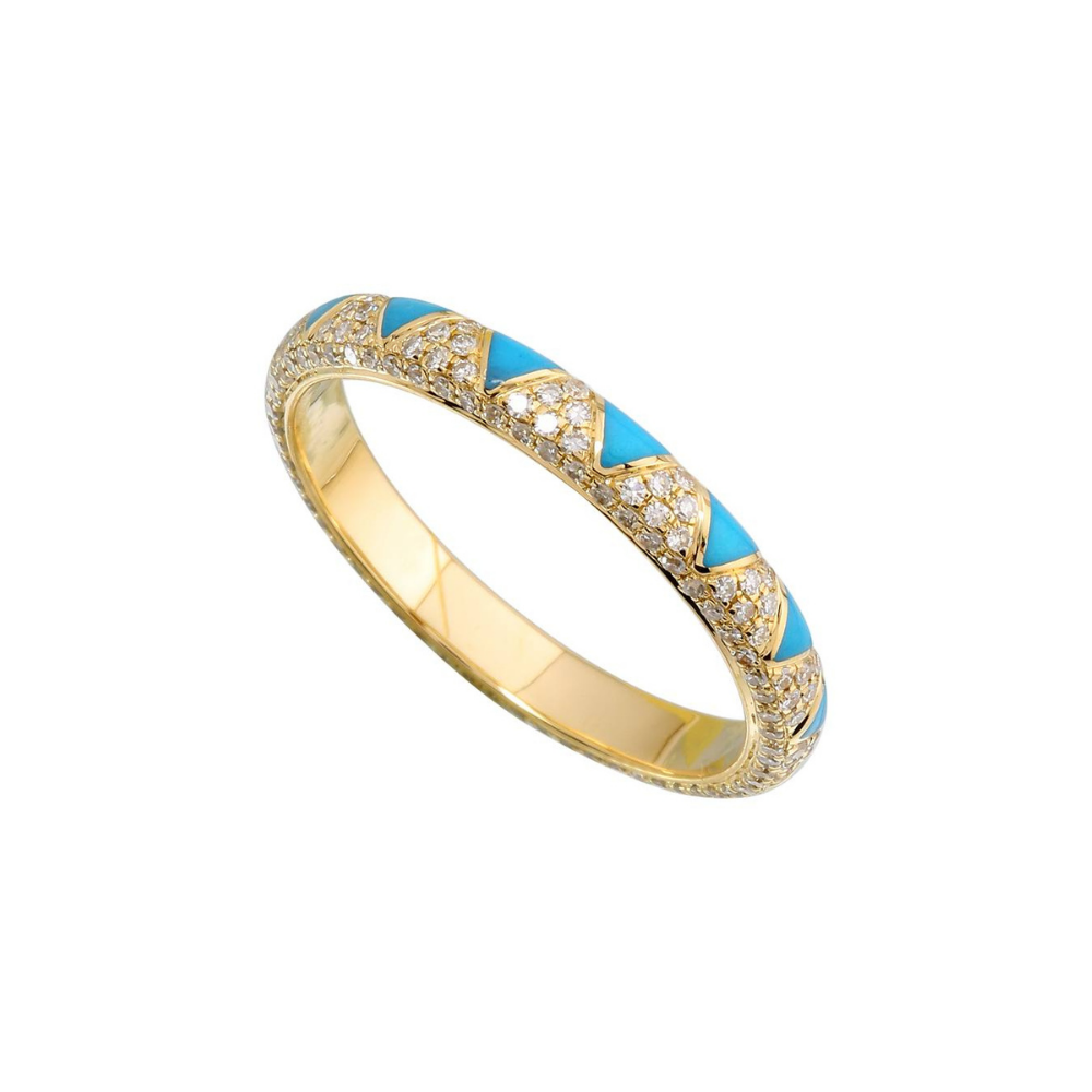 ZIGZAG ENAMEL AND DIAMOND RING