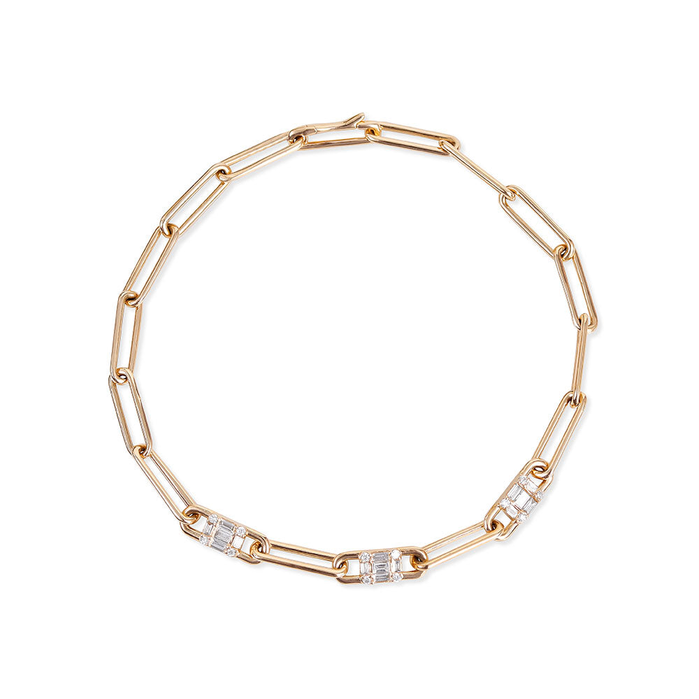 CALLY DIAMOND PAPERCLIP CHAIN BRACELET