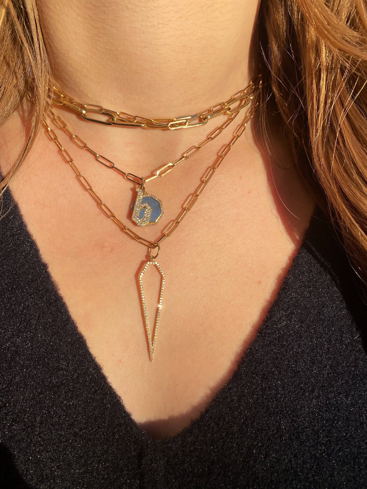 LARGE OPEN DIAMOND DAGGER CHARM