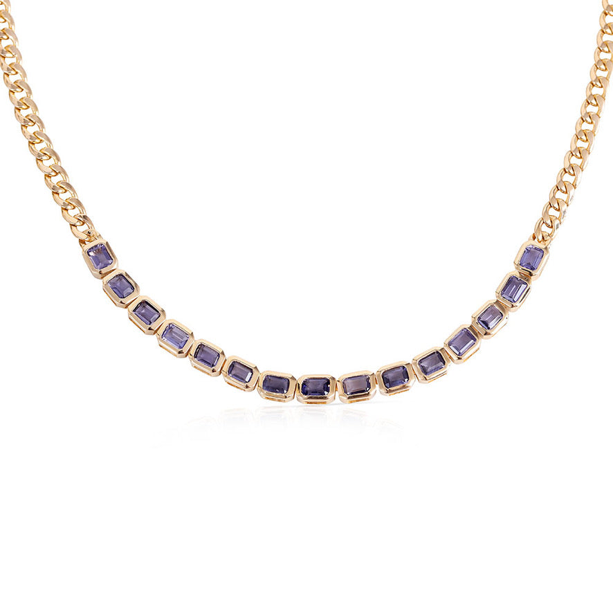 MARLEY GEMSTONE CUBAN LINK NECKLACE IOLATE