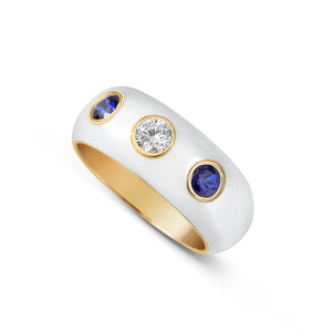 DIAMOND AND ENAMEL DOME RING