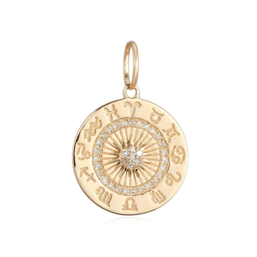 14K GOLD DIAMOND ZODIAC TALISMAN