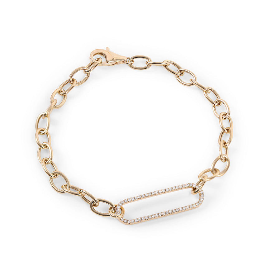 ELONGATED DIAMOND LINK CHAIN BRACELET