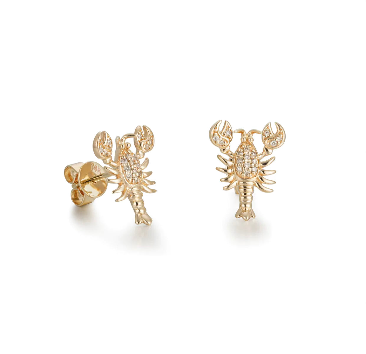 DIAMOND LOBSTER STUD EARRINGS