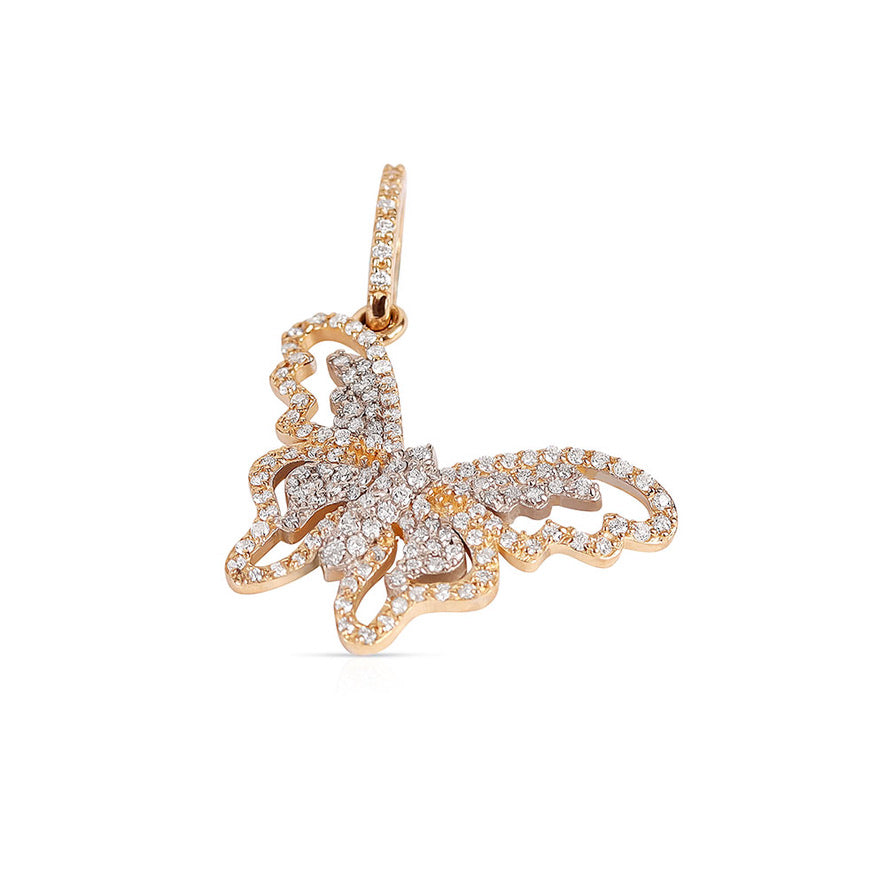 14K GOLD AND DIAMOND TWO-TONED BUTTERFLY CHARM