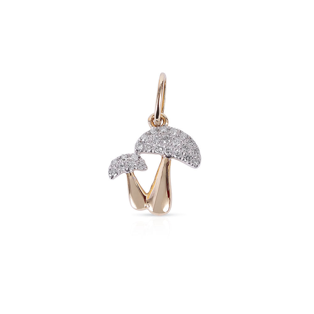 14K GOLD MINI DIAMOND MUSHROOM CHARM