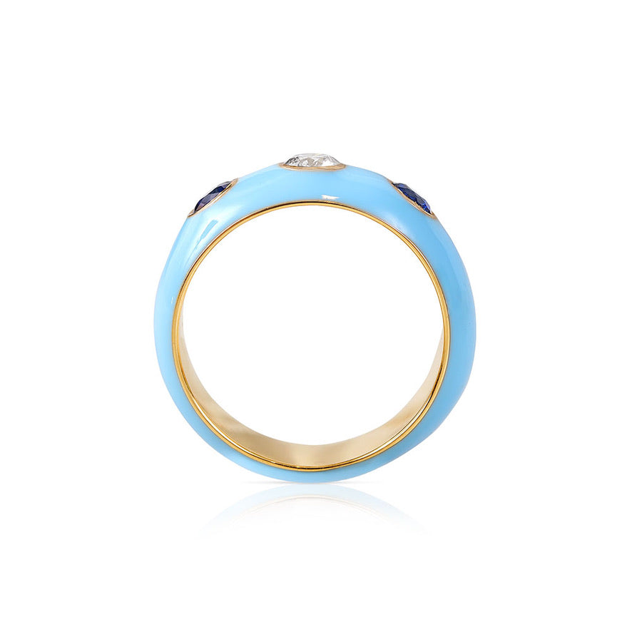 DIAMOND AND ENAMEL DOME RING