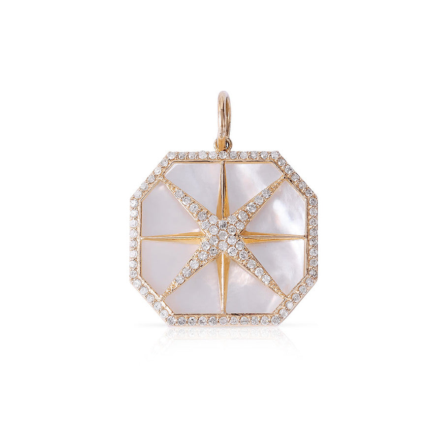 DIAMOND & MOTHER OF PEARL OCTAGONAL COMPASS