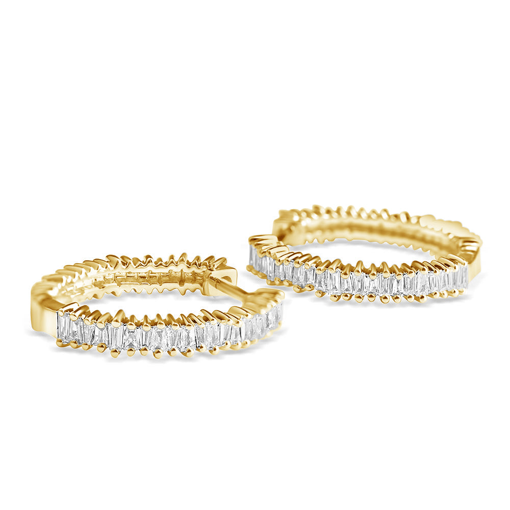 TAPPERED BAGUETTE DIAMOND HOOP EARRINGS