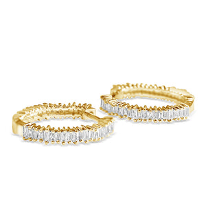 TAPPERED BAGUETTE DIAMOND HOOP EARRINGS