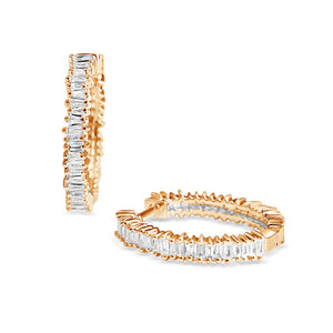 BAGUETTE DIAMOND PICKET HOOP EARRINGS