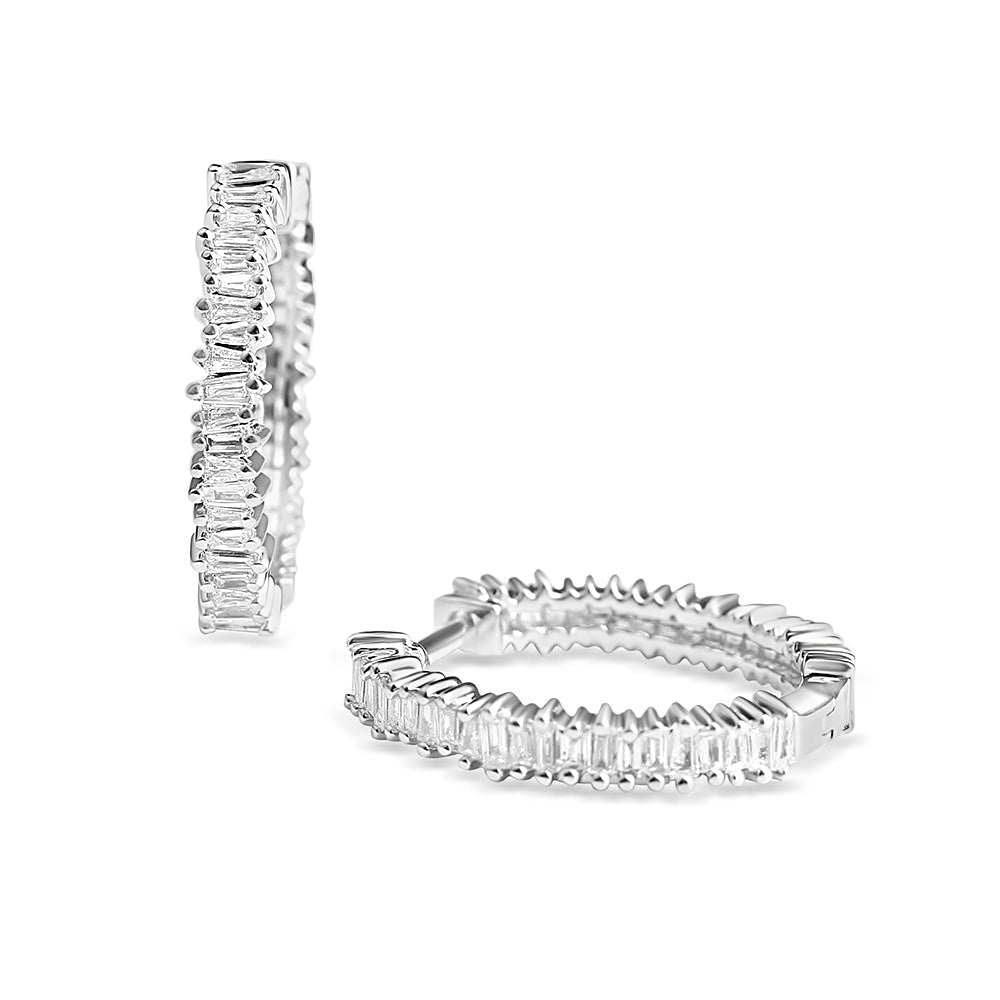 14K GOLD BAGUETTE DIAMOND HOOPS