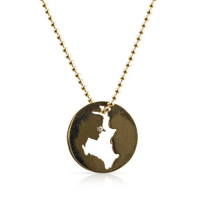 14K SOLID GOLD LAKE ROSSEAU CHARM WITH DIAMOND ON BALL CHAIN