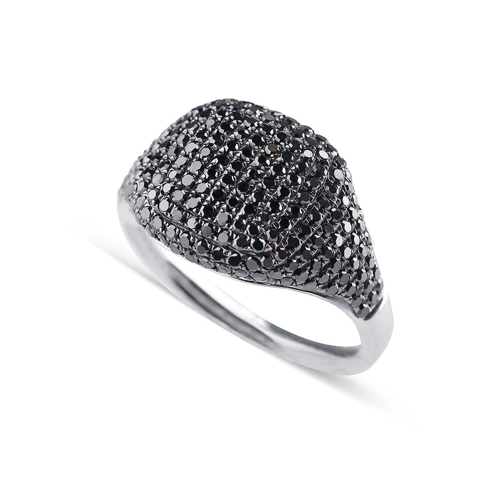 BLACK PAVE DIAMOND SIGNET RING