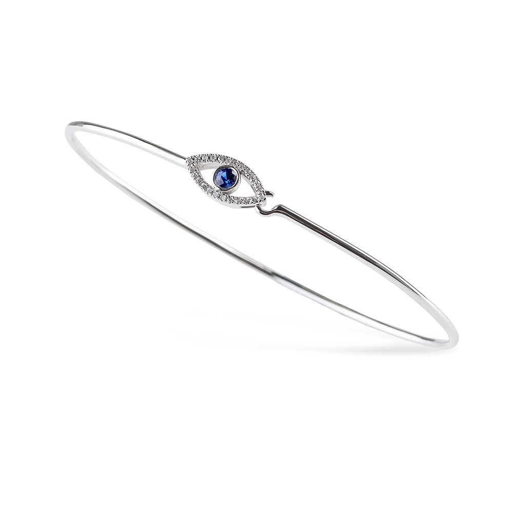 SAPPHIRE DIAMOND EVIL EYE BANGLE