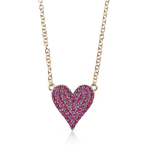 DOUBLE SIDED RUBY AND DIAMOND HEART NECKLACE