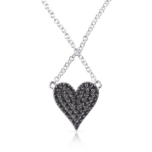 Black and white diamond heart necklace outlet