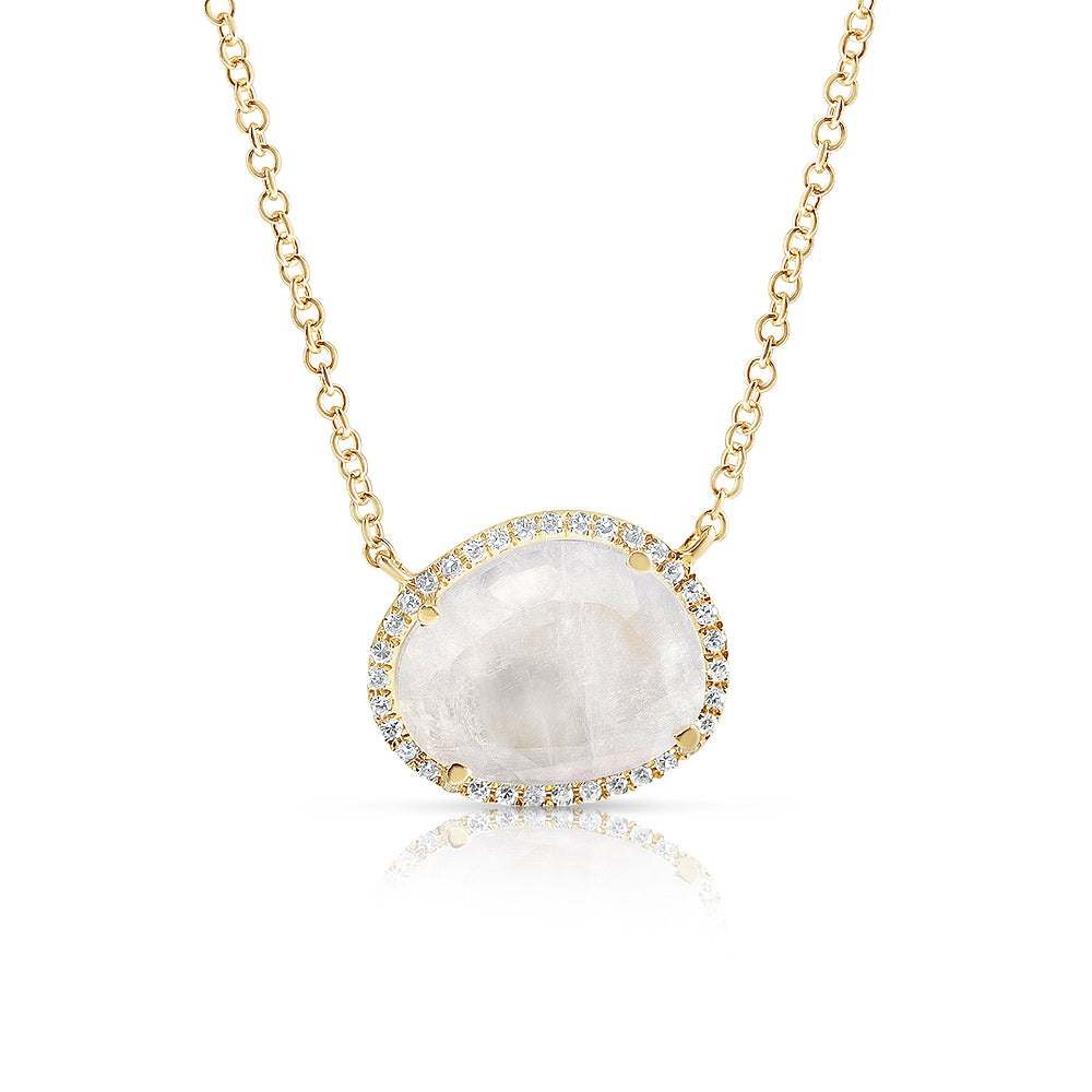 MOONSTONE AND DIAMOND NECKLACE