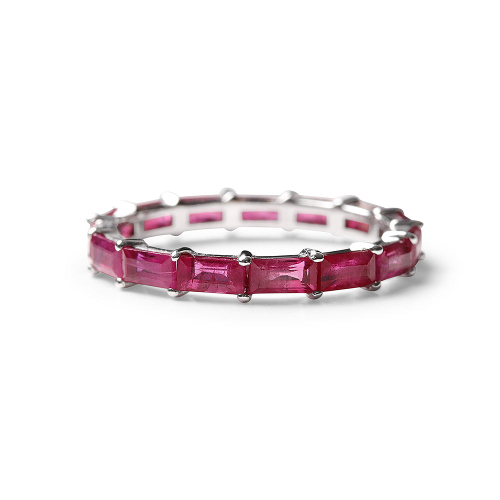 RED RUBY BAGUETTE ETERNITY BAND