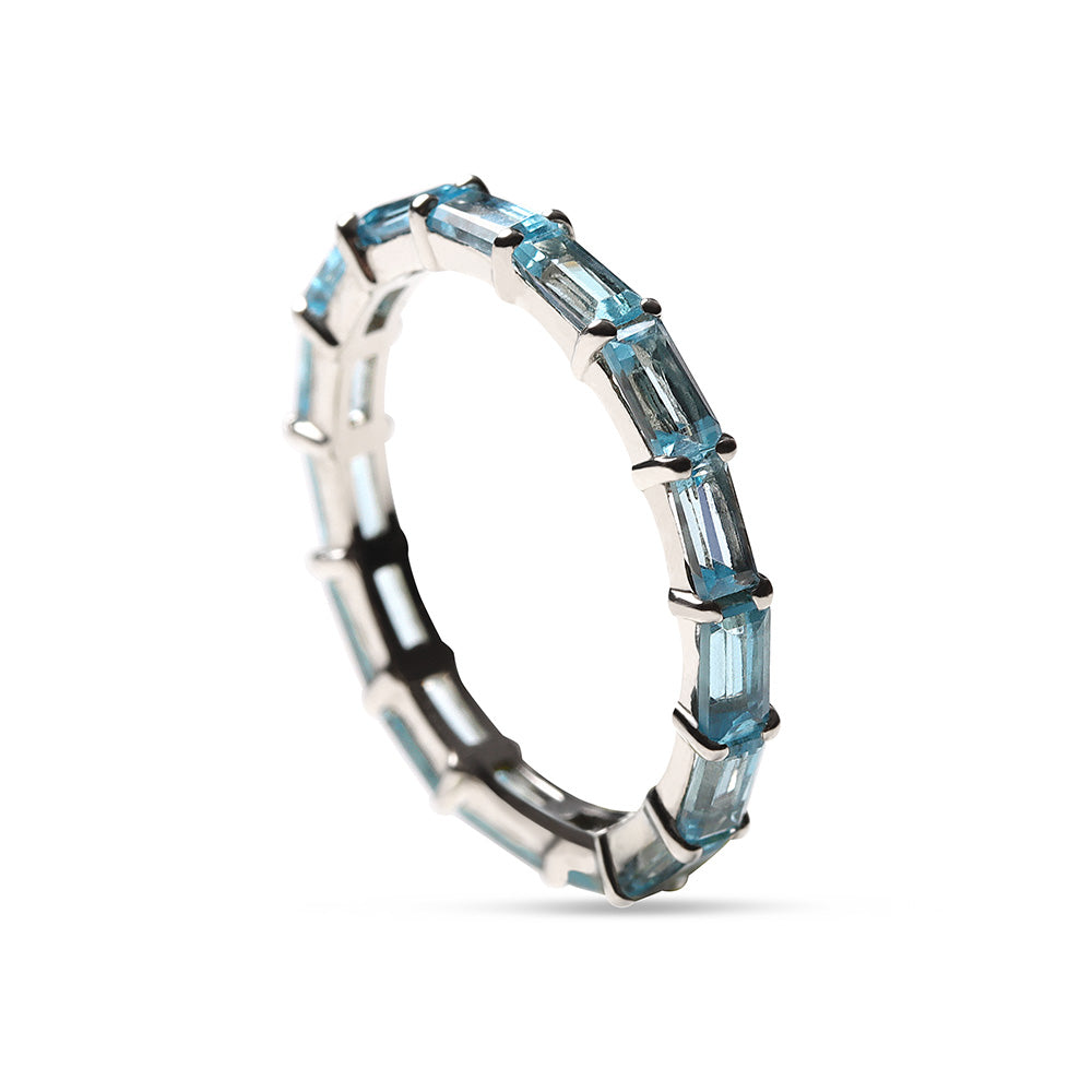 BLUE TOPAZ BAGUETTE ETERNITY RING