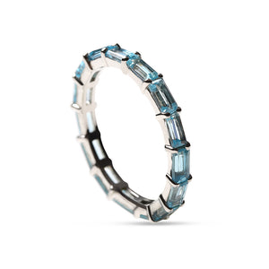 BLUE TOPAZ BAGUETTE ETERNITY RING