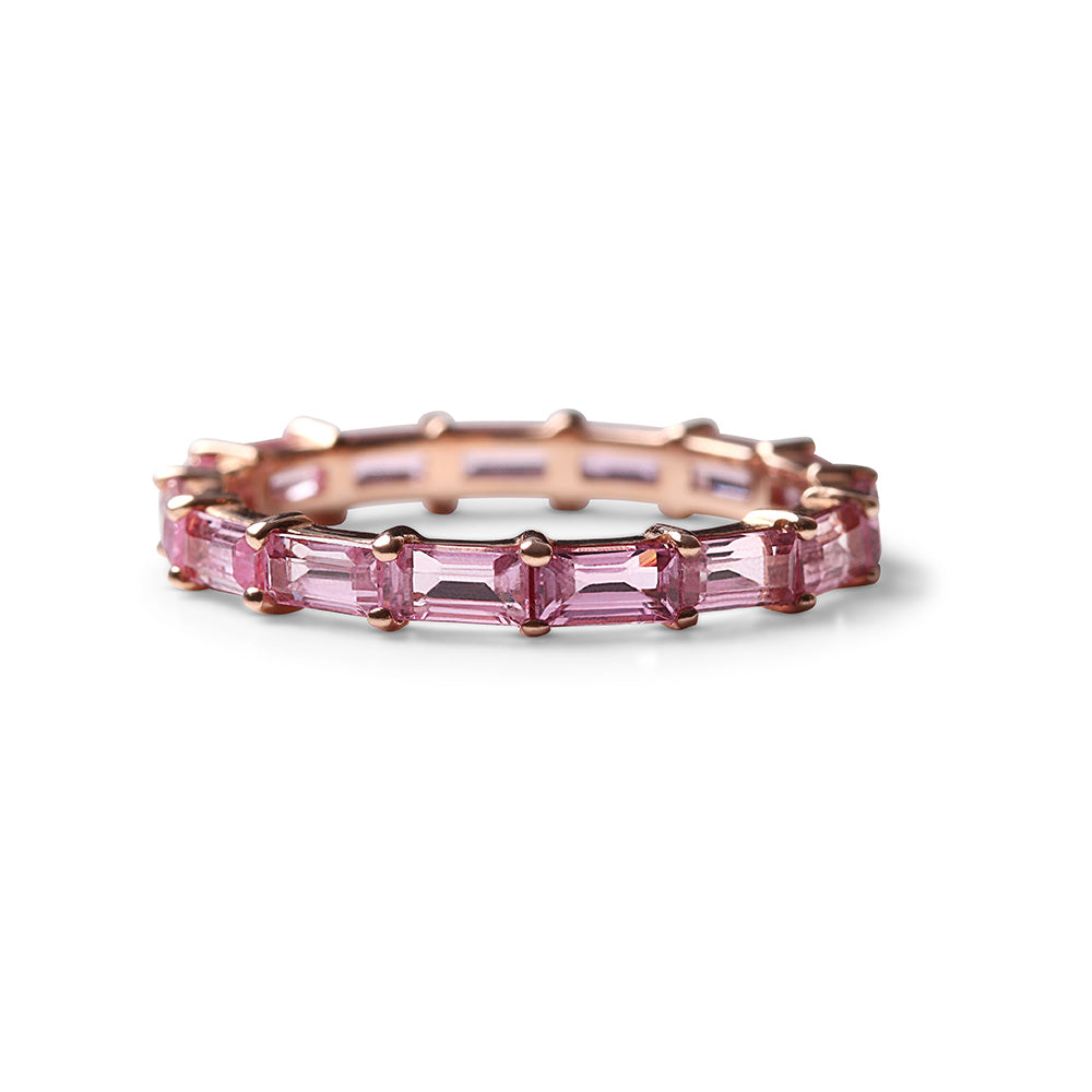 PINK SAPPHIRE BAGUETTE ETERNITY BAND