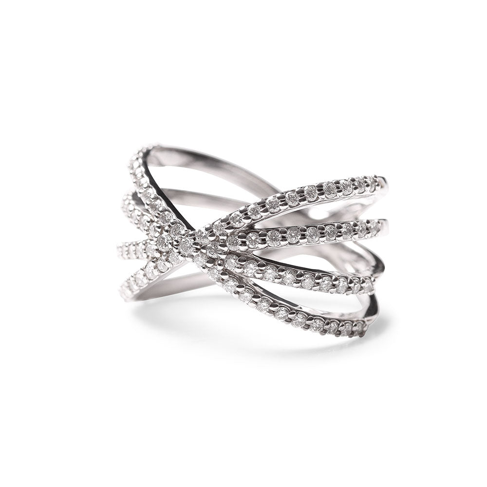 14K GOLD TRIPLE CRISS CROSS DIAMOND BAND