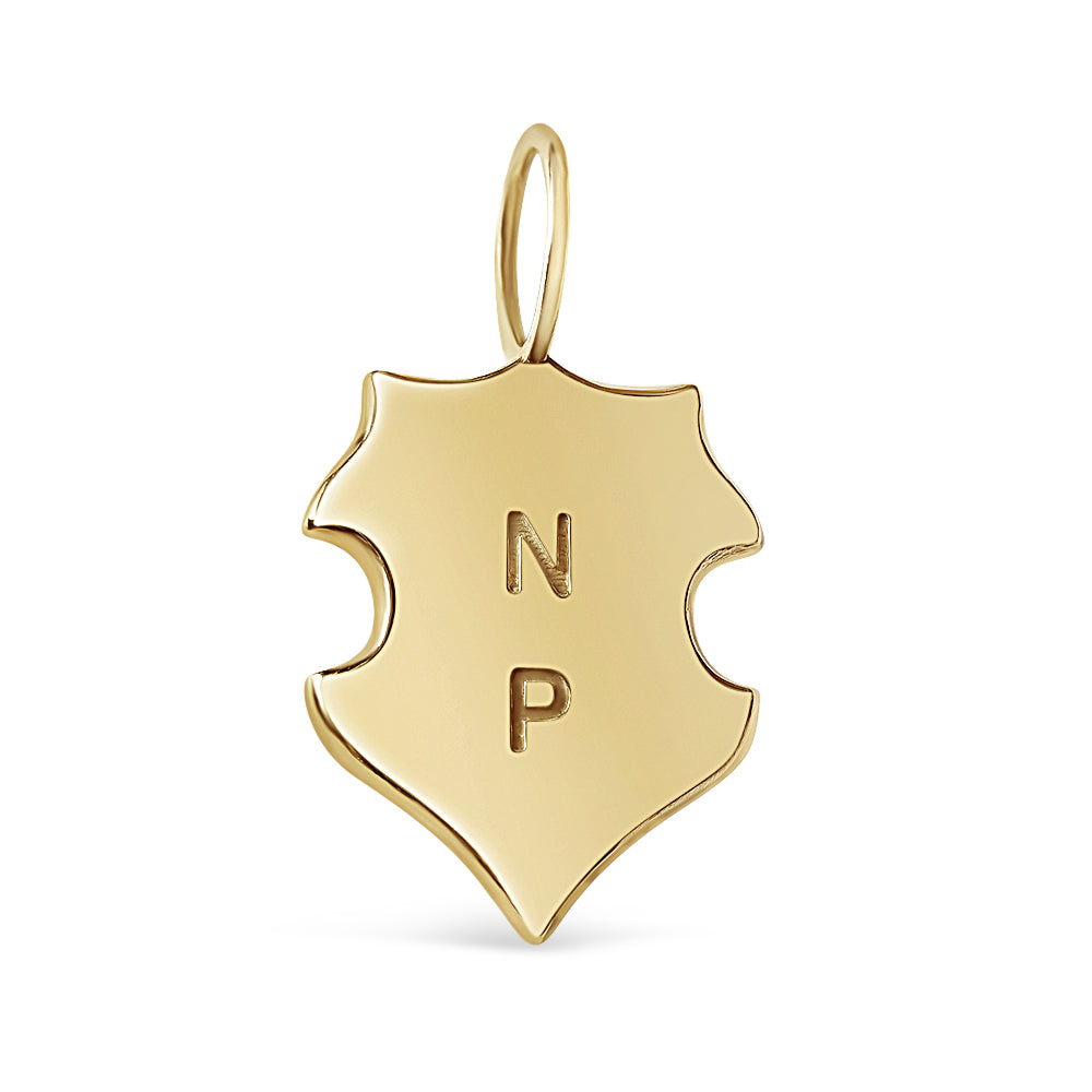 14K SOLID GOLD PERSONALIZED SHIELD CHARM
