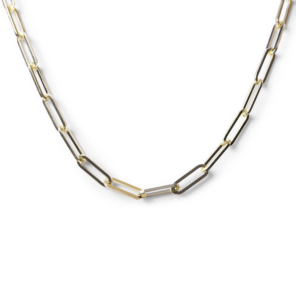 SOLID GOLD MEDIUM PAPERCLIP CHAIN