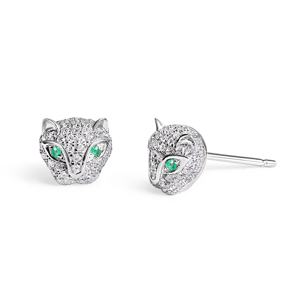  MINI DIAMOND PANTHER GOLD STUD EARRINGS
