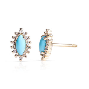 DIAMOND AND TURQUOISE MARQUIS EARRINGS