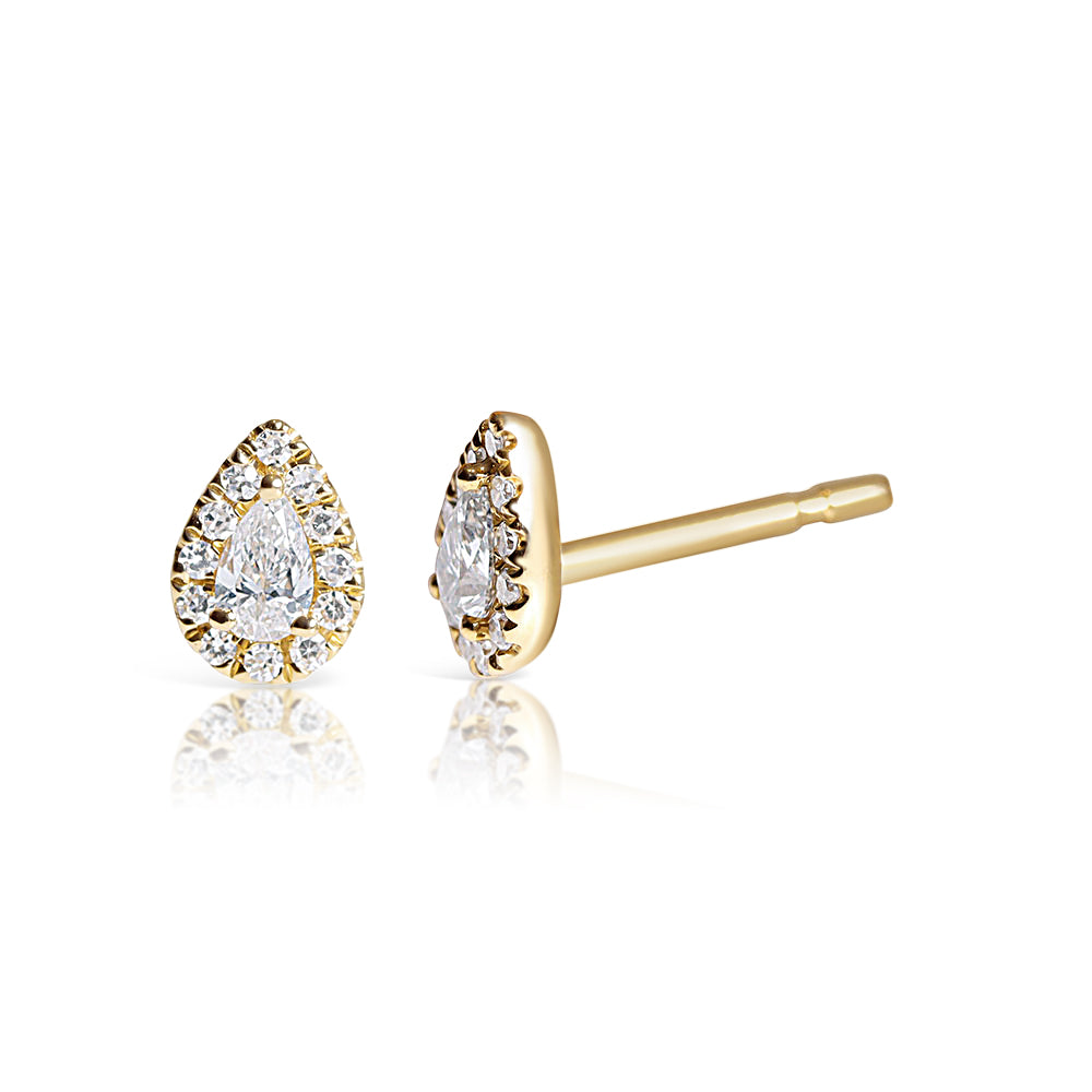  14K GOLD PEAR SHAPED DIAMOND STUDS