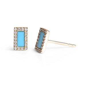 RECTANGLE DIAMOND AND TURQUOISE EARRINGS