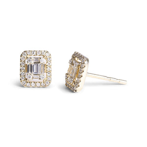 14K GOLD BAGUETTE DIAMOND RECTANGLE EARRINGS