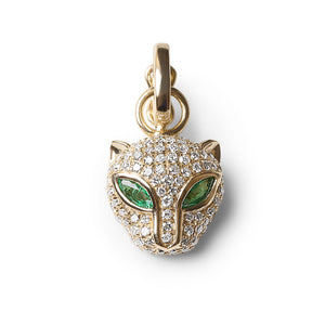 DIAMOND AND EMERALD JAGUAR CHARM WITH CONNECTOR