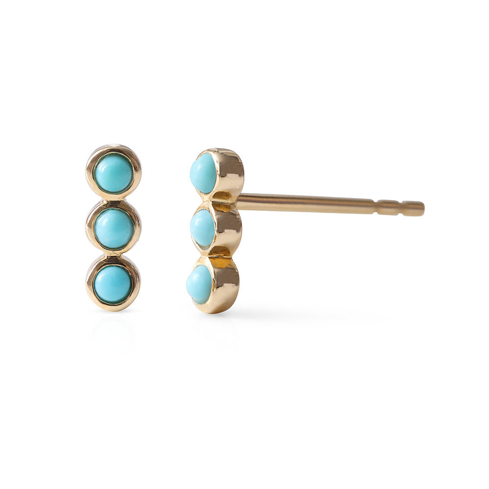 14K GOLD BEZEL SET TURQUOISE STUDS