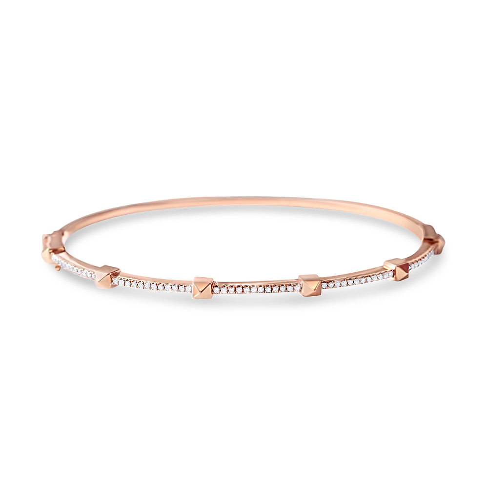 14K GOLD DIAMOND PYRAMID STUD BANGLE