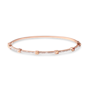 14K GOLD DIAMOND PYRAMID STUD BANGLE