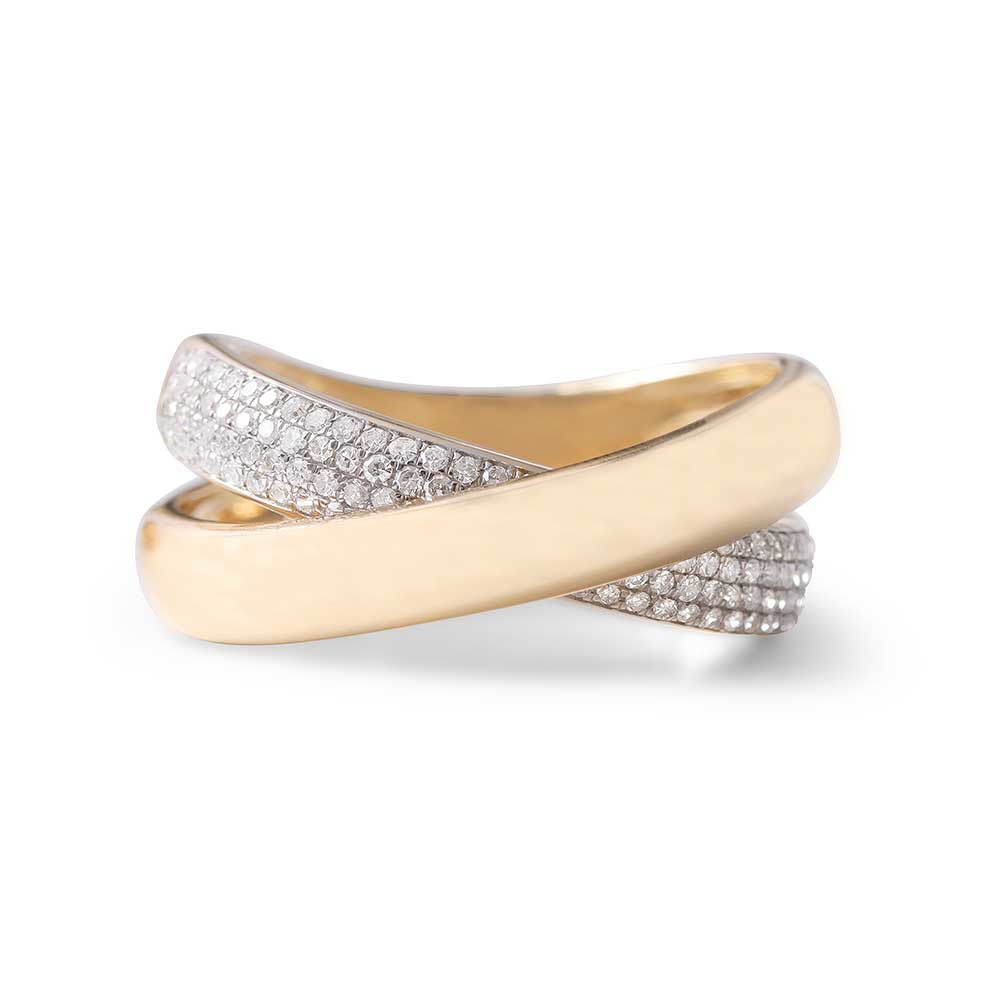 DOUBLE CRISSCROSS GOLD AND DIAMOND RING