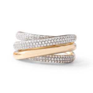 QUAD CRISSCROSS GOLD AND DIAMOND RING