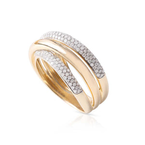 QUAD CRISSCROSS GOLD AND DIAMOND RING