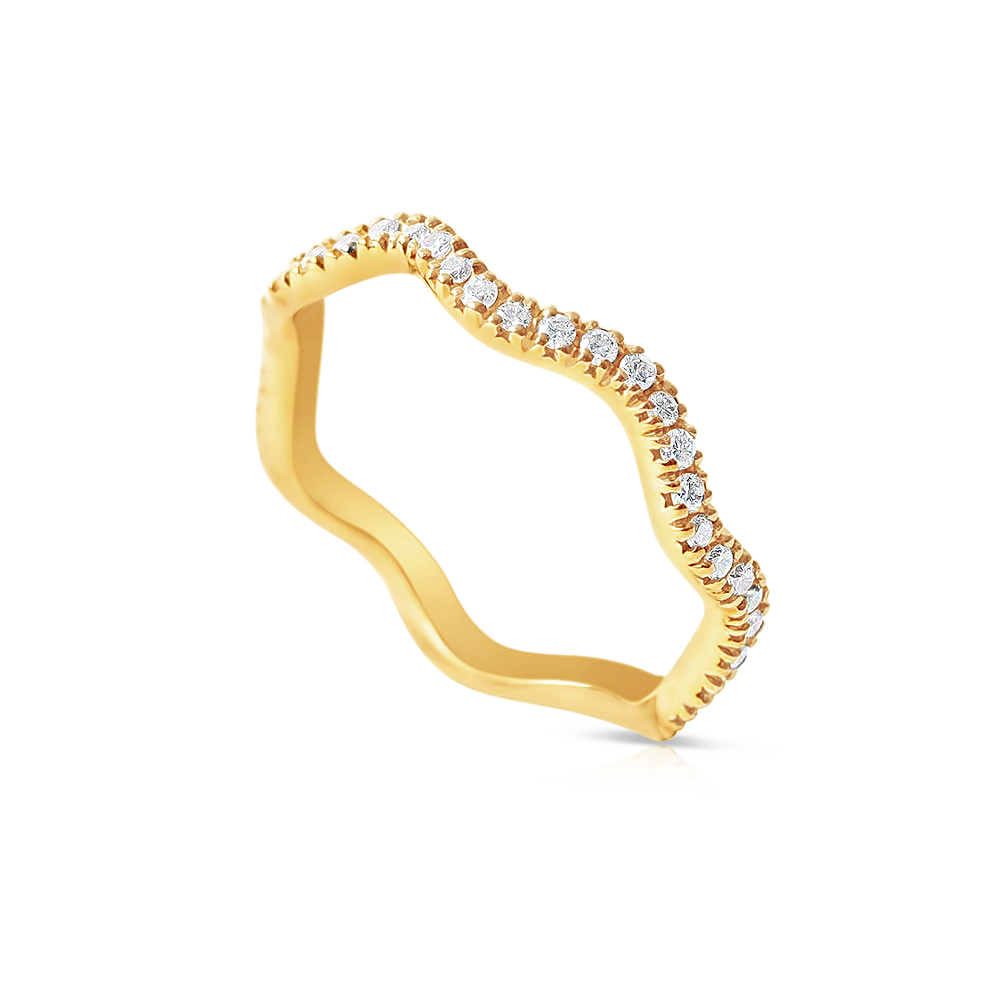14K GOLD DIAMOND WAVE STACKING RING