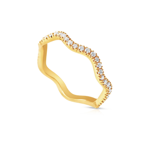 14K GOLD DIAMOND WAVE STACKING RING