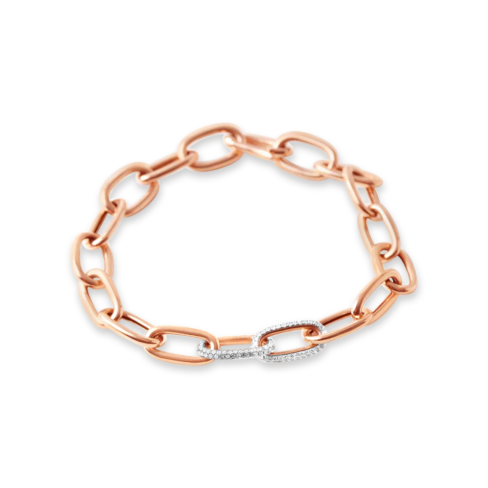 14K GOLD DIAMOND OVAL LINK BRACELET