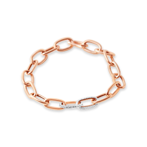 14K GOLD DIAMOND OVAL LINK BRACELET