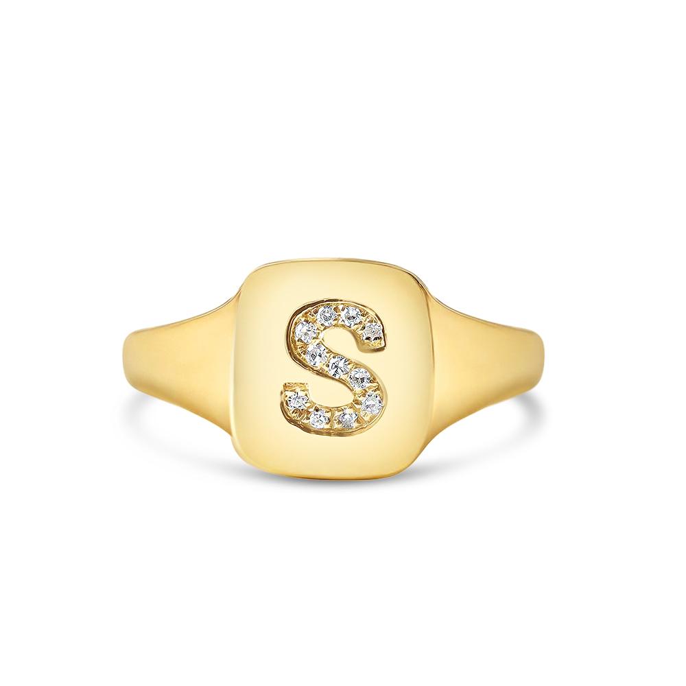 PERSONALIZED DIAMOND INITIAL SIGNET RING