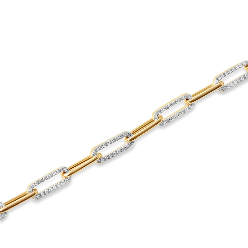 14K GOLD AND DIAMOND PAPERCLIP BRACELET