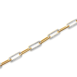 14K GOLD AND DIAMOND PAPERCLIP BRACELET